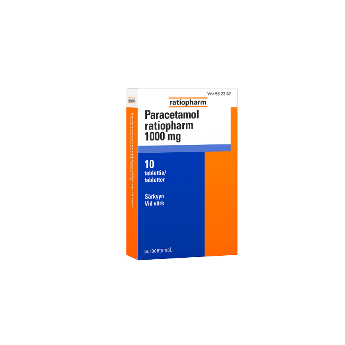 PARACETAMOL RATIOPHARM 1000 mg tabl 10 fol