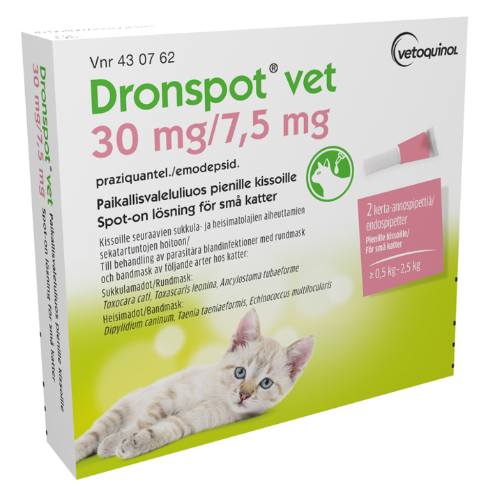 DRONSPOT VET 30 mg / 7.5 mg paikallisvaleluliuos (pienille kissoille)2x0,35 ml bild 2