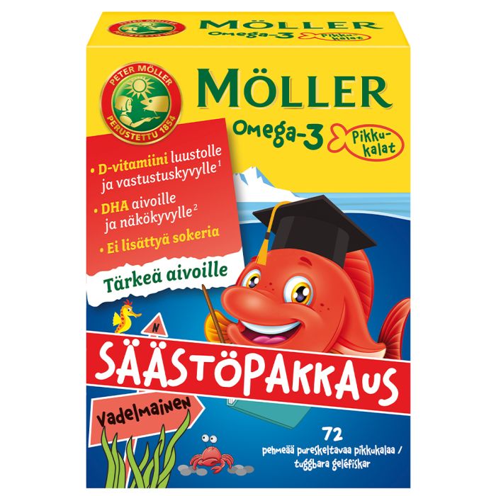 Möller Omega-3 Pikkukalat vadelmainen säästöpakkaus 72 kpl bild 2