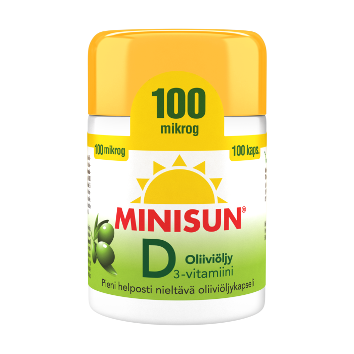 Minisun D-vitamiini Oliiviöljy 100 mikrog 100 kaps