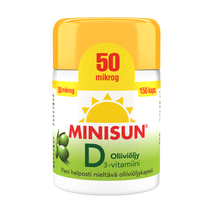 Minisun D-vitamiini Oliiviöljy 50 mikrog 150 kaps
