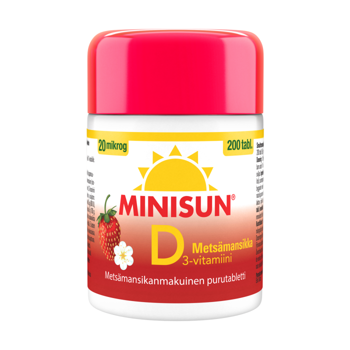 Minisun D-vitamiini Metsämansikka 20 mcg tabletti 200 kpl bild 3