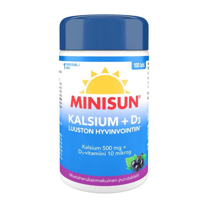 Minisun Luusto Kalsium 500 mg + D-vit. 10 mikrog 100 tabl