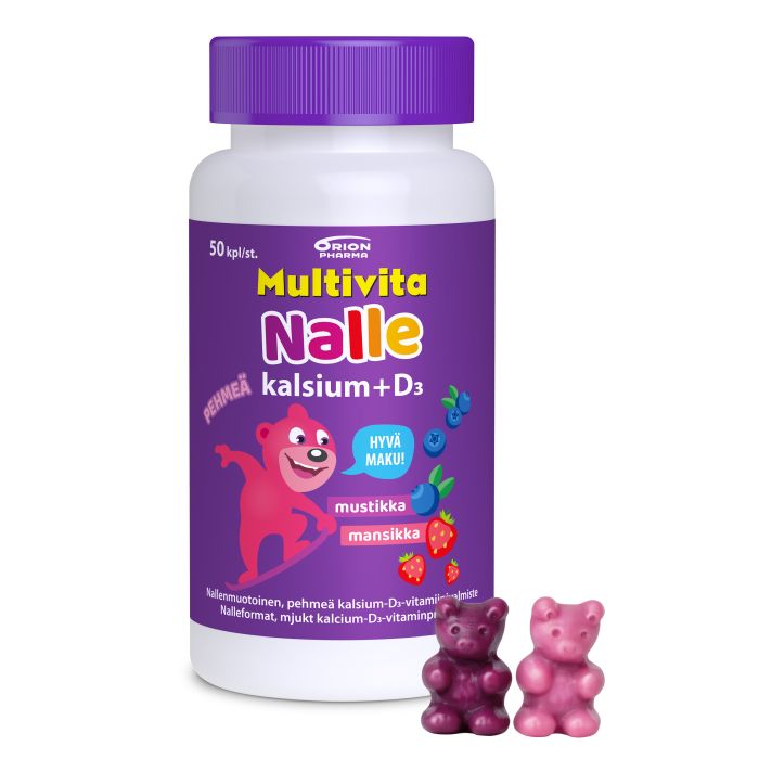 MULTIVITA NALLE KALSIUM+D3 100 MG/5 MCG 50 TABL bild 4