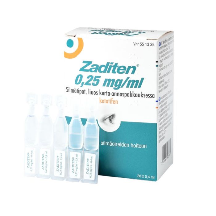 ZADITEN 0,25 mg/ml silmätipat, liuos, kerta-annospakkaus 20x0,4 ml bild 3