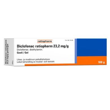 DICLOFENAC RATIOPHARM 23,2 mg/g geeli 100 g