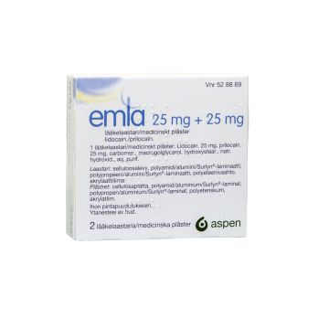 EMLA 25/25 mg lääkelaastari (yksittäispakattu)2x1 kpl
