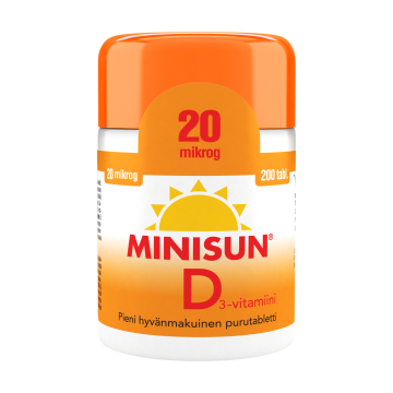 MINISUN D-VITAMIINI 20 MIKROG 200 TABL