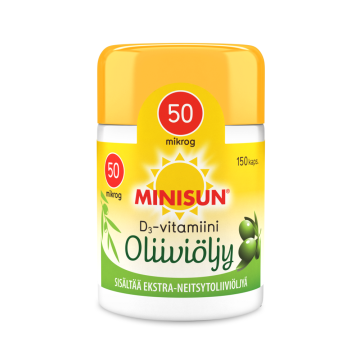 Minisun D-vitamiini Oliiviöljy 50 mikrog 150 kaps