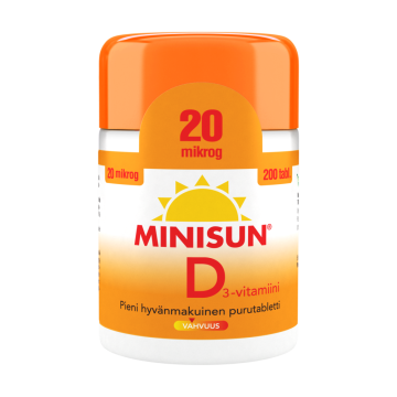 MINISUN D-VITAMIINI 20 MIKROG 200 TABL