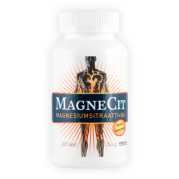 MAGNECIT MAGNESIUMSITRAATTI + B6-VITAMIINI 200 tabl