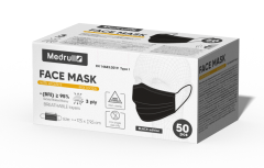 Medrull Face Mask kirurginen kasvonsuoja  musta 50 kpl