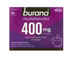 BURANA MUSTAHERUKKA 400 mg jauhe oraaliliuosta varten, annospussi 20 kpl